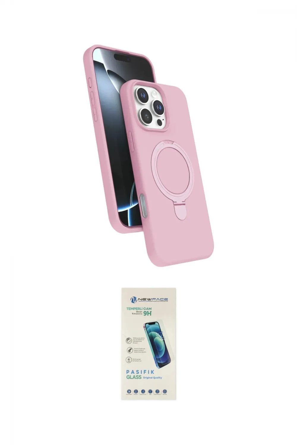ieg™ iPhone 16 Pro Max Kılıf İz Işık Koleksiyonu - Şeffaf Pasifik Cam Ekran Koruyucu