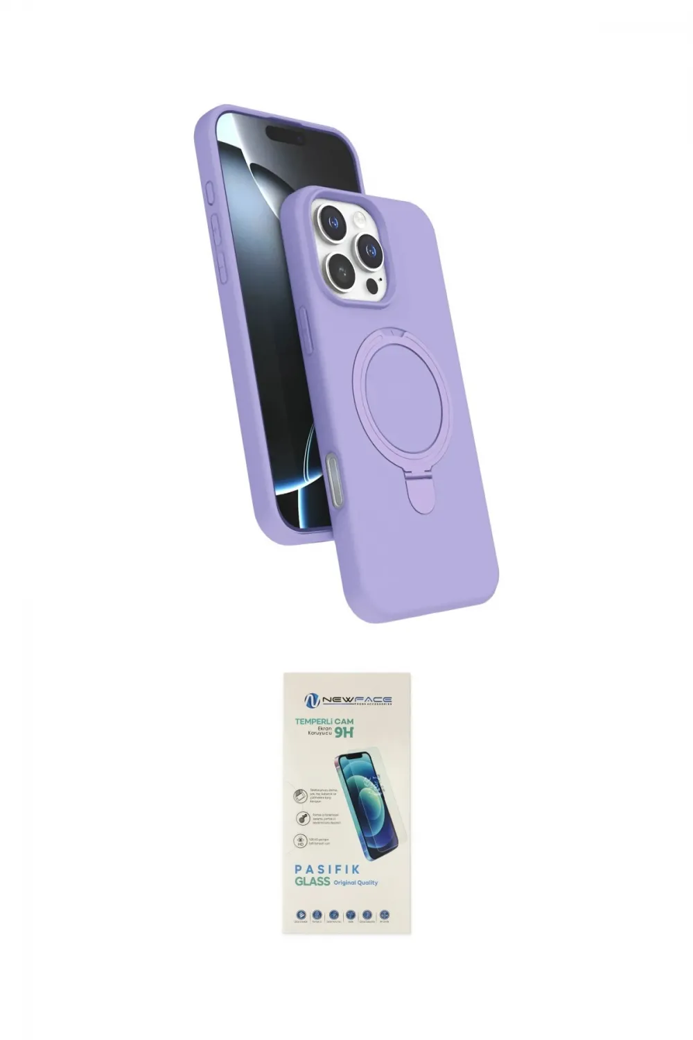 ieg™ iPhone 16 Pro Max Kılıf İz Işık Koleksiyonu - Şeffaf Pasifik Cam Ekran Koruyucu