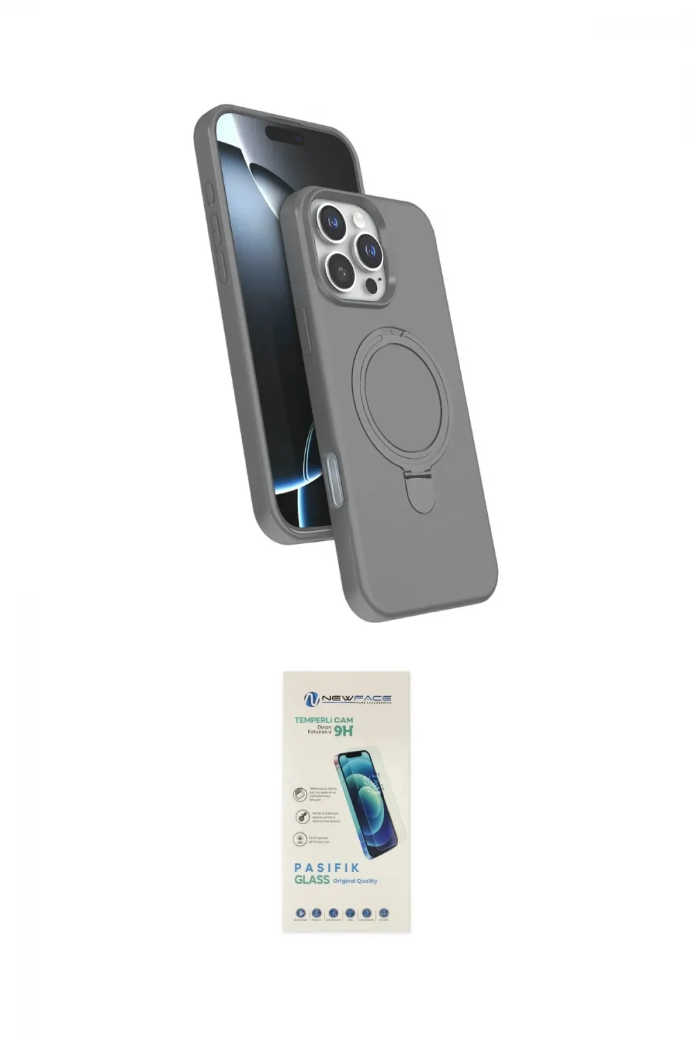 ieg™ iPhone 16 Pro Max Kılıf İz Işık Koleksiyonu - Şeffaf Pasifik Cam Ekran Koruyucu