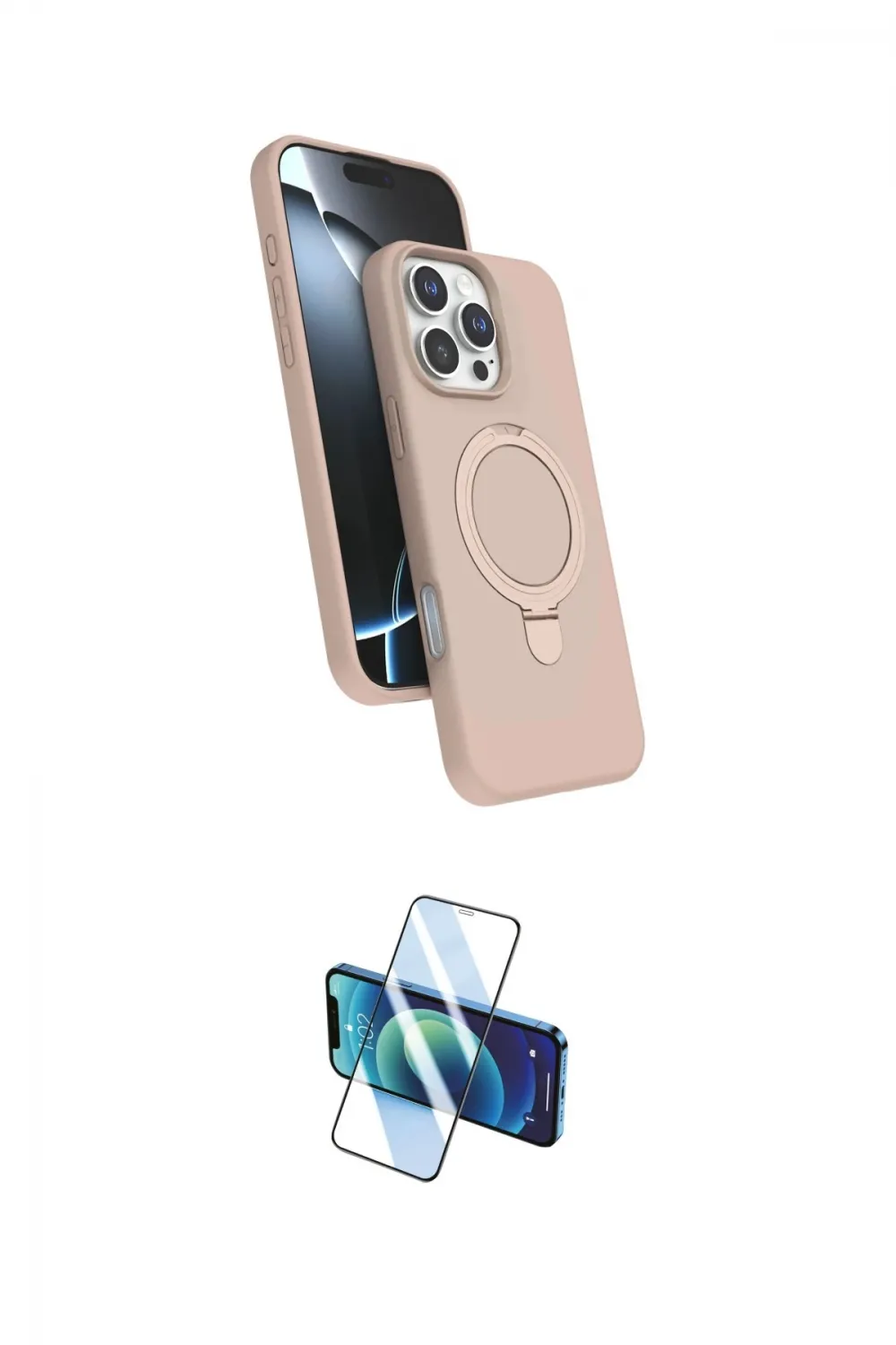 ieg™ iPhone 16 Pro Max Kılıf İz Işık Koleksiyonu - Siyah 3D Antistatik Cam Ekran Koruyucu