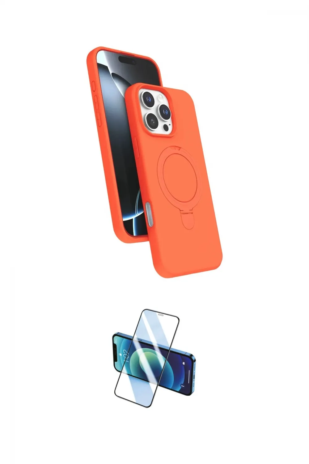 ieg™ iPhone 16 Pro Max Kılıf İz Işık Koleksiyonu - Siyah 3D Antistatik Cam Ekran Koruyucu