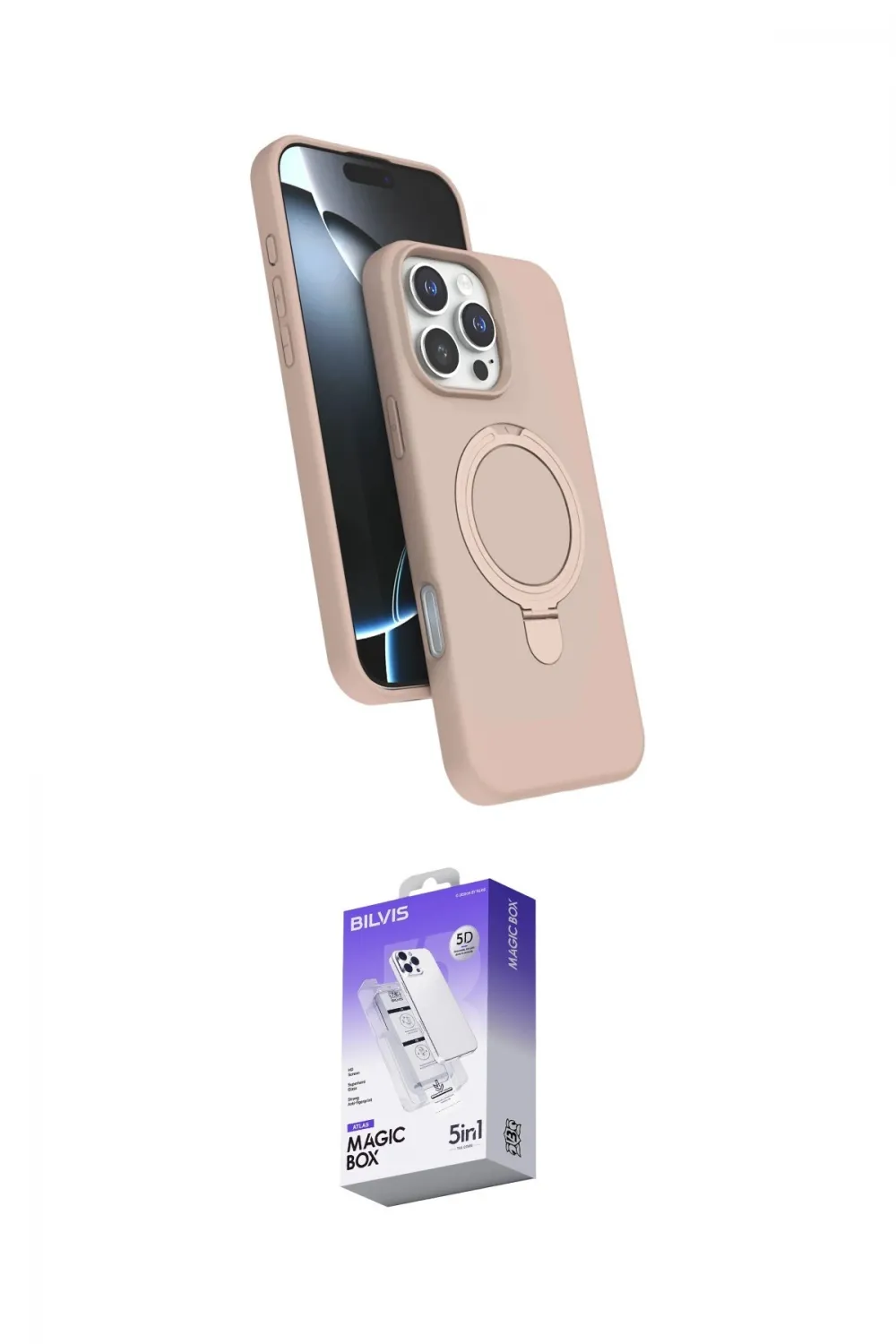 ieg™ iPhone 16 Pro Max Kılıf İz Işık Koleksiyonu - Siyah Bilvis 5in1 3D Magic Cam Ekran Koruyucu