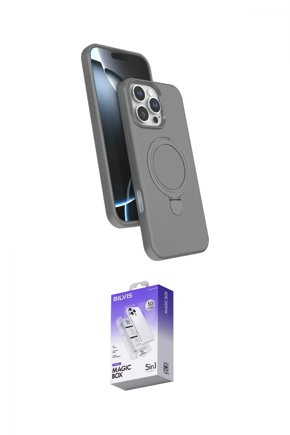 ieg™ iPhone 16 Pro Max Kılıf İz Işık Koleksiyonu - Siyah Bilvis 5in1 3D Magic Cam Ekran Koruyucu
