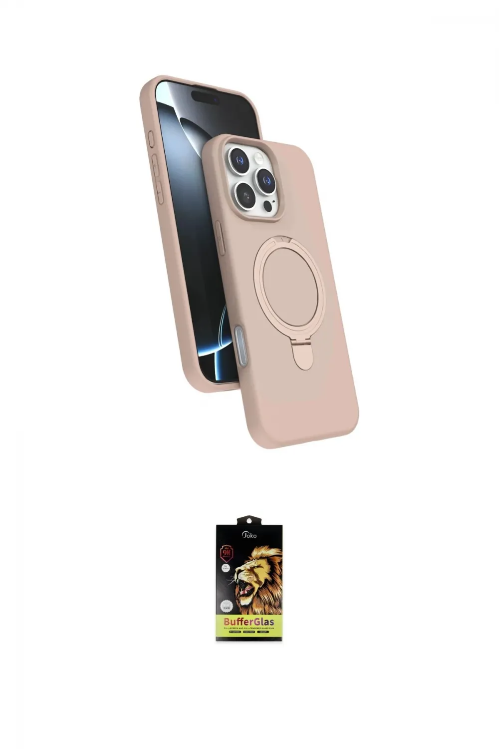 ieg™ iPhone 16 Pro Max Kılıf İz Işık Koleksiyonu - Siyah Buffer Cam Ekran Koruyucu