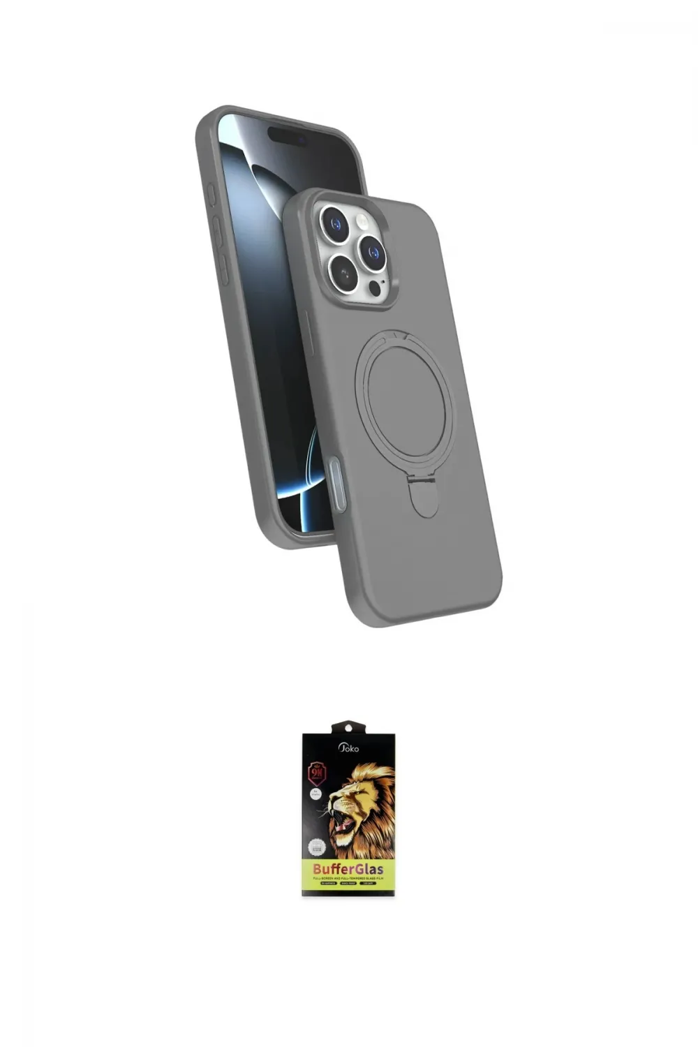 ieg™ iPhone 16 Pro Max Kılıf İz Işık Koleksiyonu - Siyah Buffer Cam Ekran Koruyucu