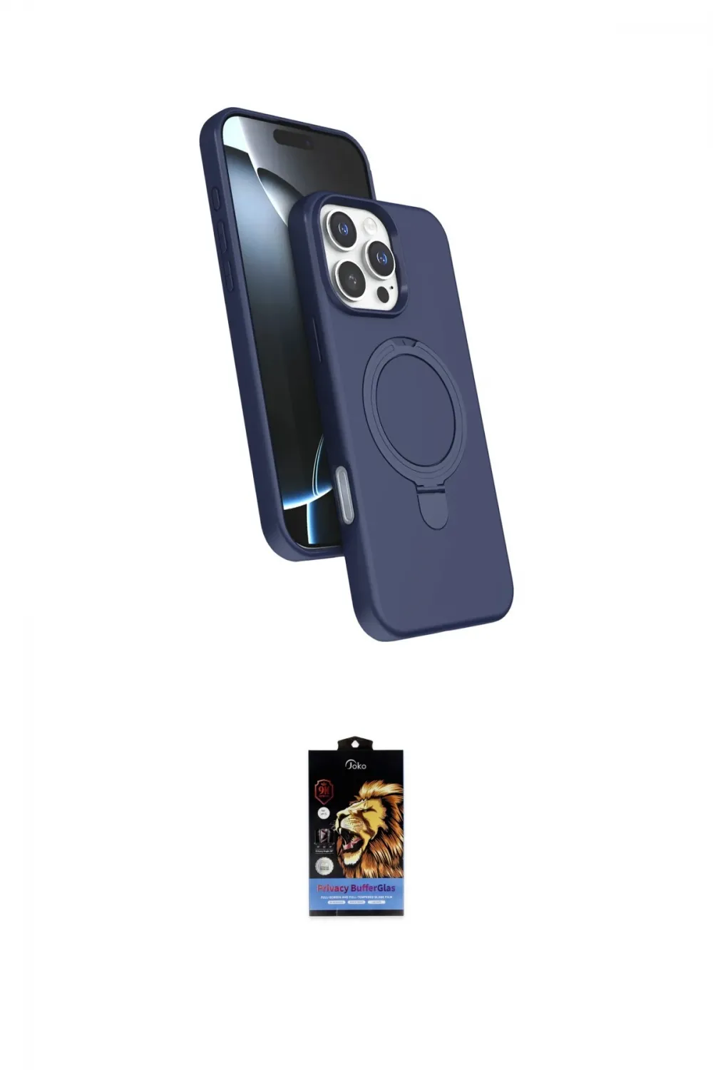 ieg™ iPhone 16 Pro Max Kılıf İz Işık Koleksiyonu - Siyah Buffer Hayalet Cam Ekran Koruyucu