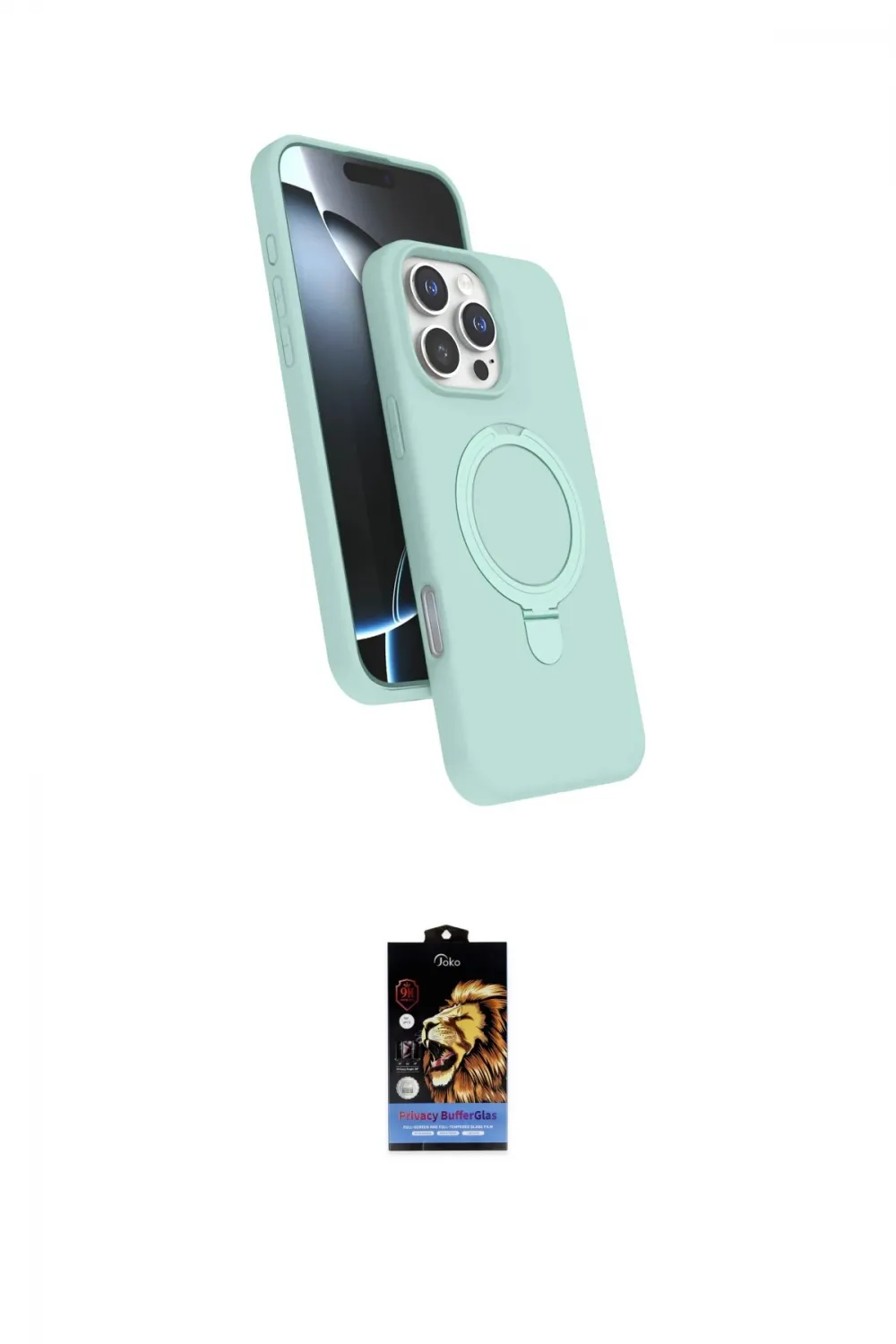 ieg™ iPhone 16 Pro Max Kılıf İz Işık Koleksiyonu - Siyah Buffer Hayalet Cam Ekran Koruyucu