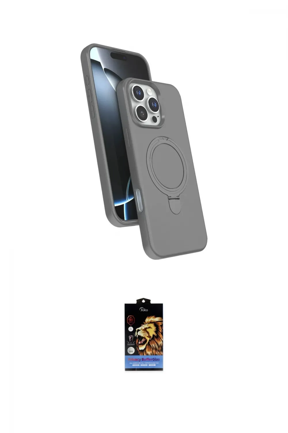 ieg™ iPhone 16 Pro Max Kılıf İz Işık Koleksiyonu - Siyah Buffer Hayalet Cam Ekran Koruyucu
