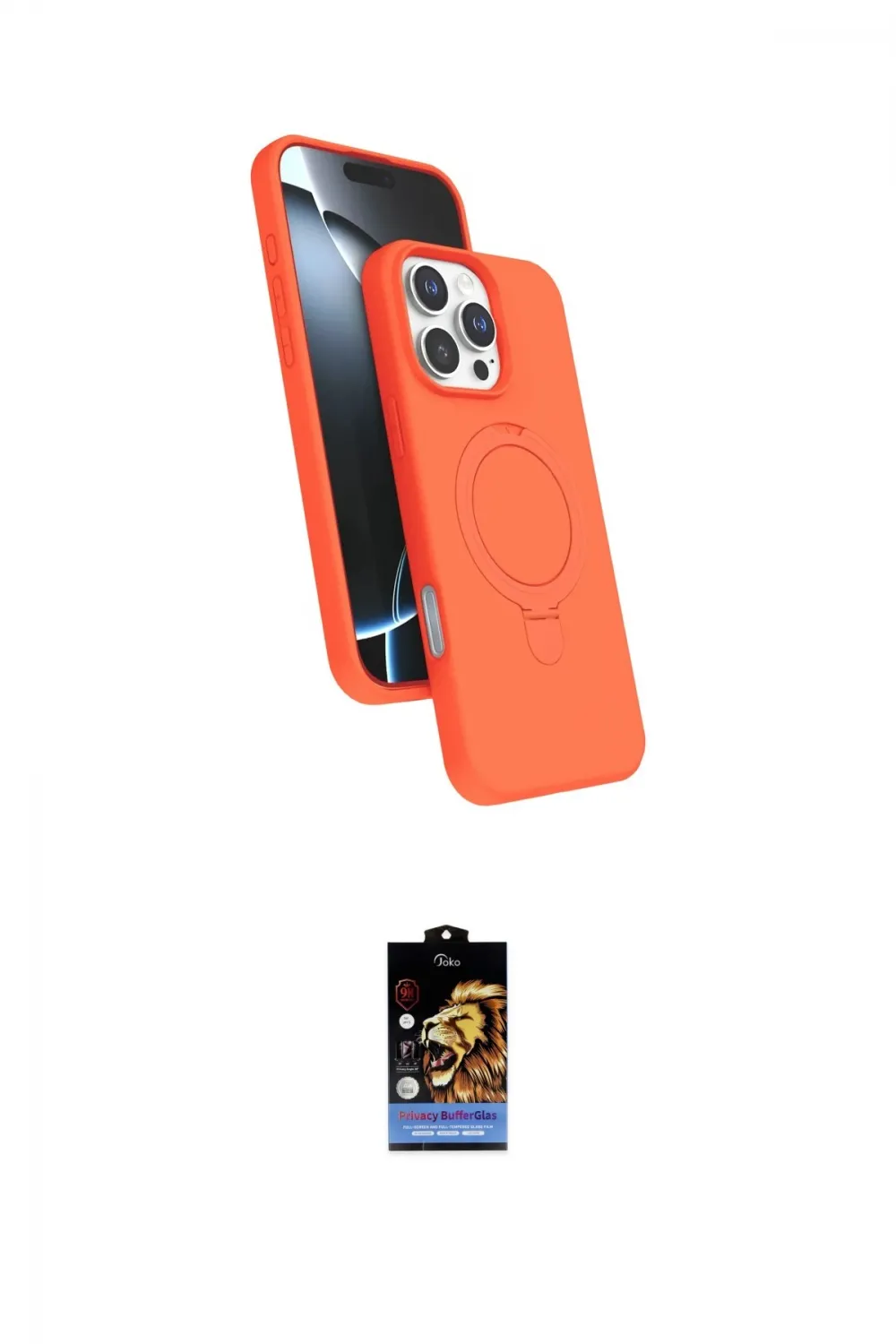 ieg™ iPhone 16 Pro Max Kılıf İz Işık Koleksiyonu - Siyah Buffer Hayalet Cam Ekran Koruyucu