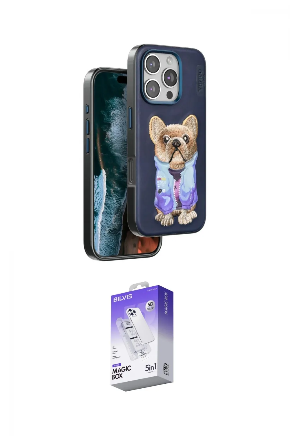 ieg™ iPhone 16 Pro Max Kılıf İz Minimal Koleksiyonu - Siyah Bilvis 5in1 3D Magic Cam Ekran Koruyucu