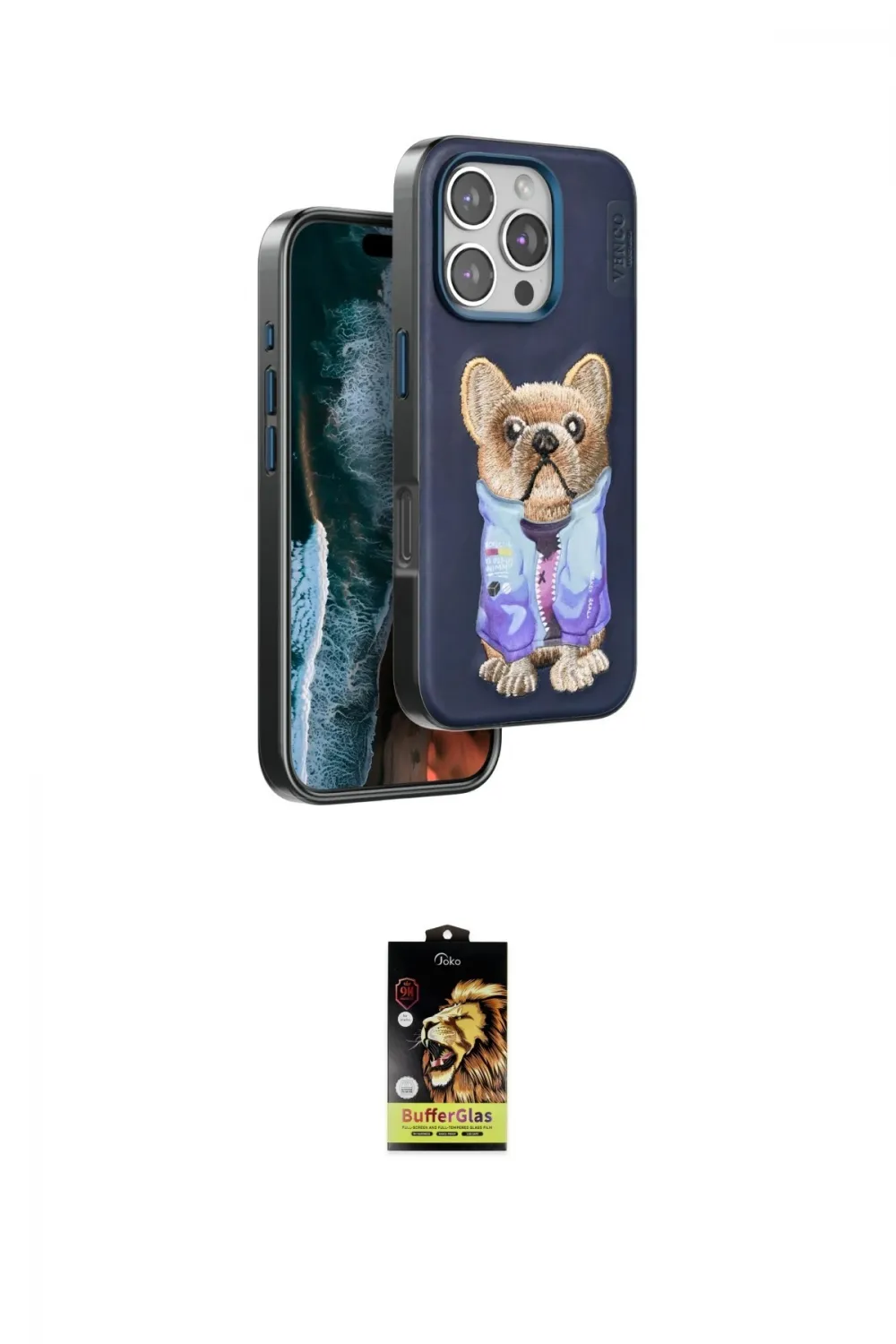 ieg™ iPhone 16 Pro Max Kılıf İz Minimal Koleksiyonu - Siyah Buffer Cam Ekran Koruyucu