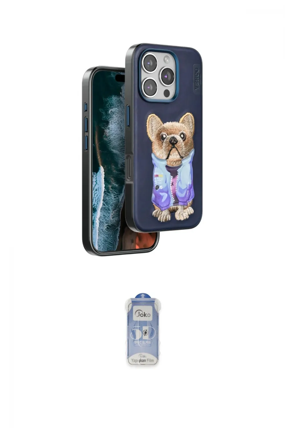 ieg™ iPhone 16 Pro Max Kılıf İz Minimal Koleksiyonu - Siyah Joko Magic 5D Cam