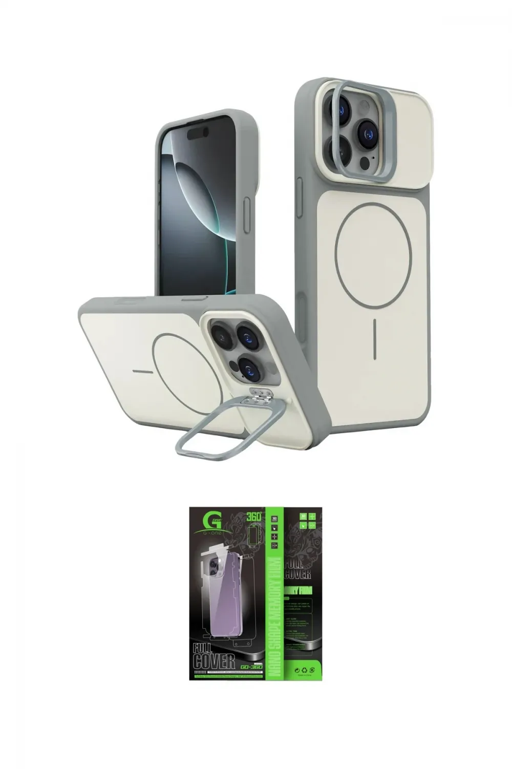 ieg™ iPhone 16 Pro Max Kılıf İz Modern Prime - Şeffaf 360 Full Body Arka Koruyucu