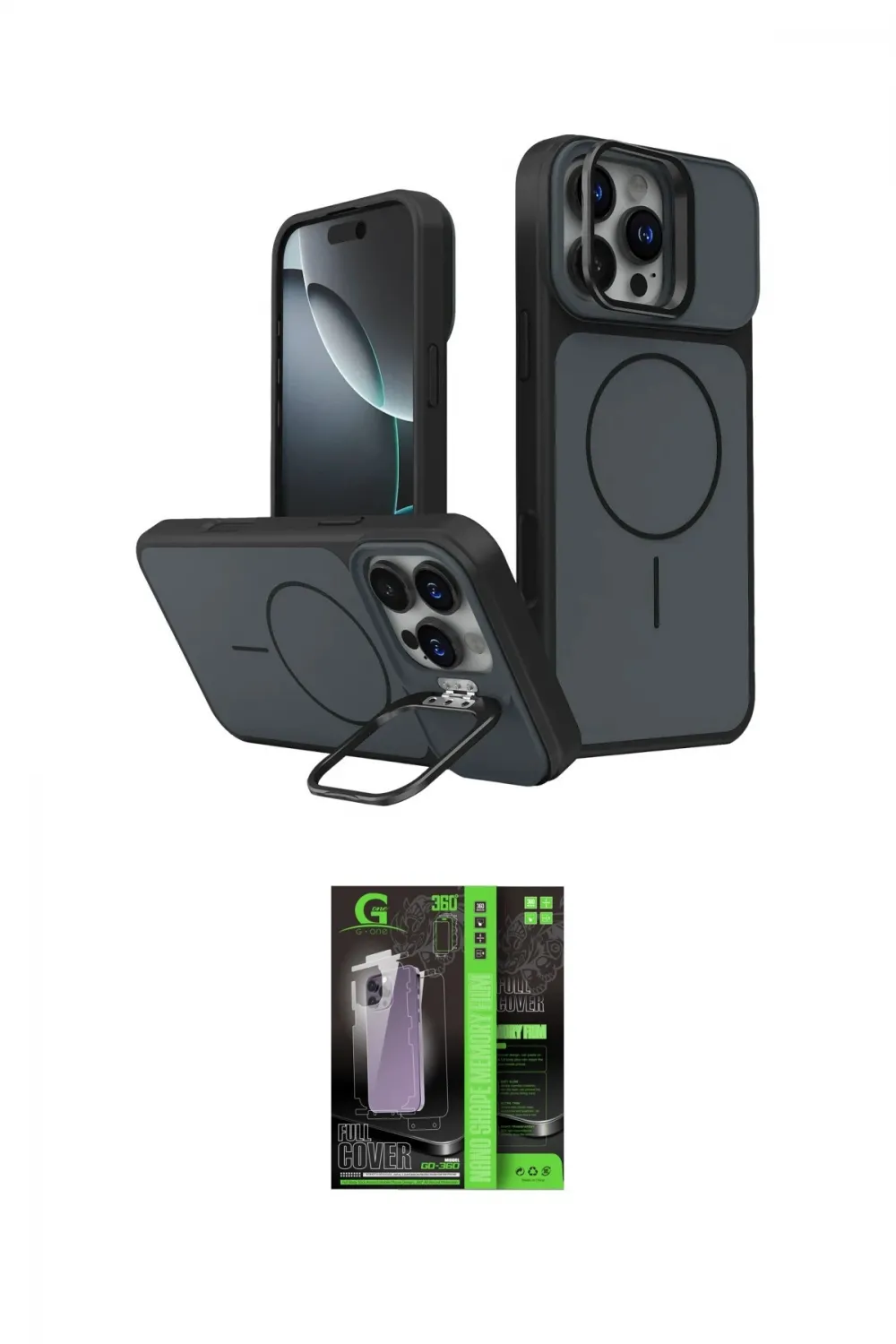 ieg™ iPhone 16 Pro Max Kılıf İz Modern Prime - Şeffaf 360 Full Body Arka Koruyucu