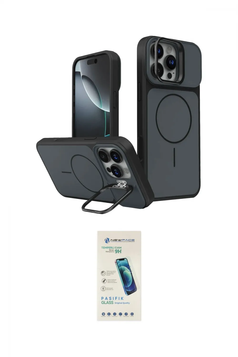 ieg™ iPhone 16 Pro Max Kılıf İz Modern Prime - Şeffaf Pasifik Cam Ekran Koruyucu