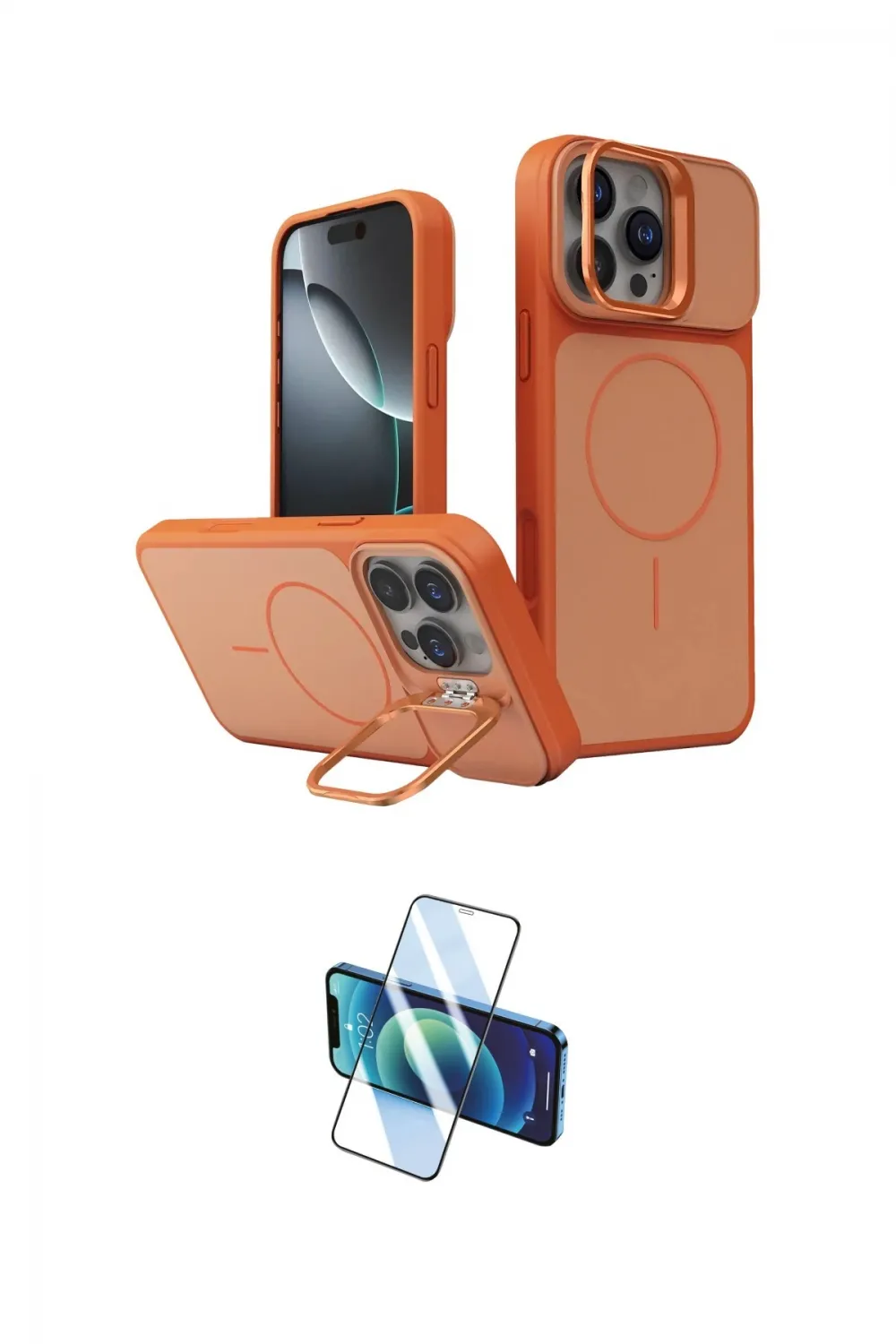 ieg™ iPhone 16 Pro Max Kılıf İz Modern Prime - Siyah 3D Antistatik Cam Ekran Koruyucu