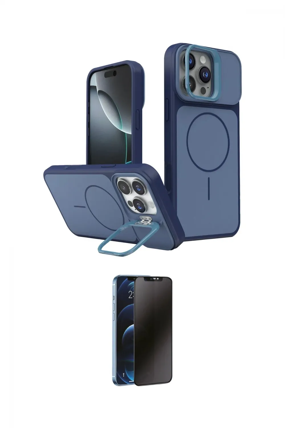 ieg™ iPhone 16 Pro Max Kılıf İz Modern Prime - Siyah 3D Antistatik Hayalet Cam Ekran Koruyucu