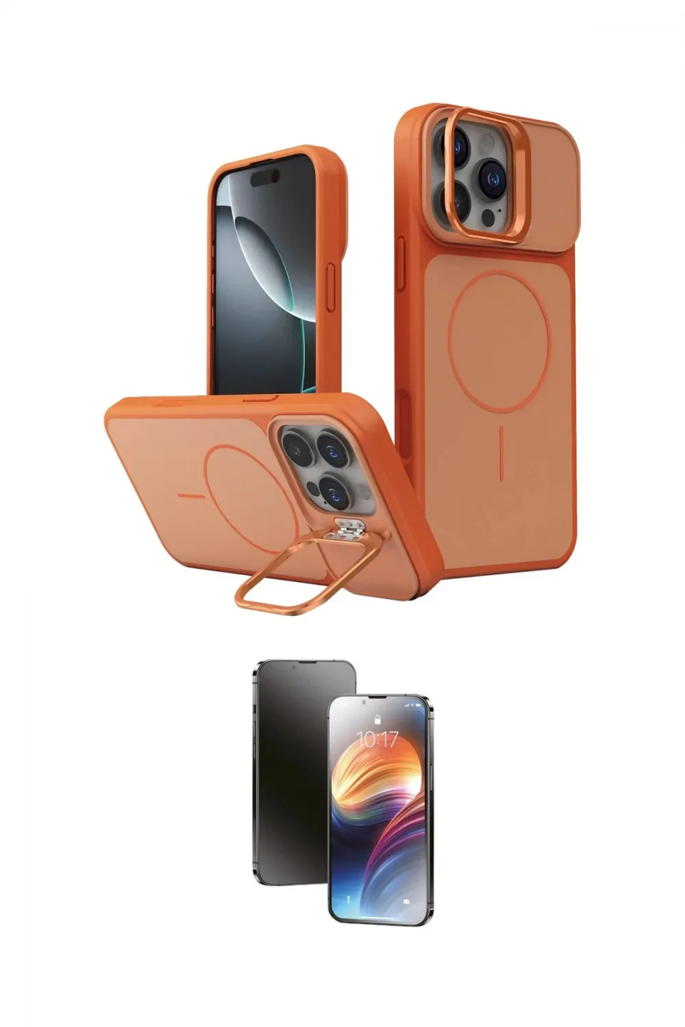 ieg™ iPhone 16 Pro Max Kılıf İz Modern Prime - Siyah 3D Antistatik Mat Seramik Nano Ekran Koruyucu