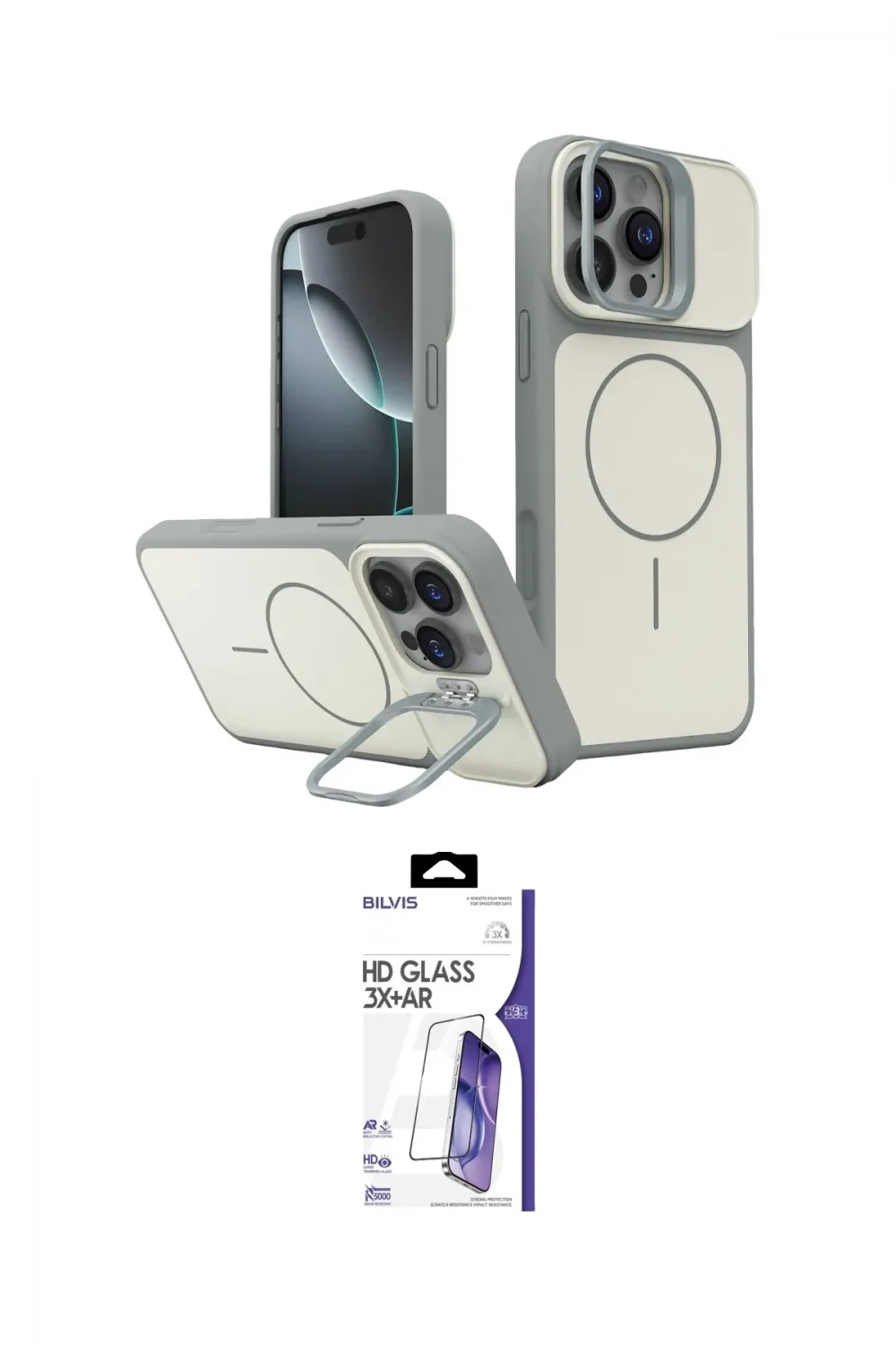 ieg™ iPhone 16 Pro Max Kılıf İz Modern Prime - Siyah Bilvis 3X AR HD Cam Ekran Koruyucu