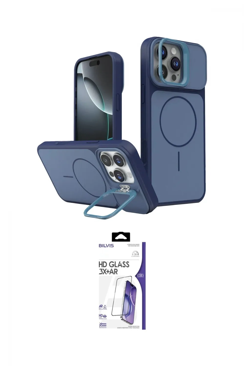 ieg™ iPhone 16 Pro Max Kılıf İz Modern Prime - Siyah Bilvis 3X AR HD Cam Ekran Koruyucu