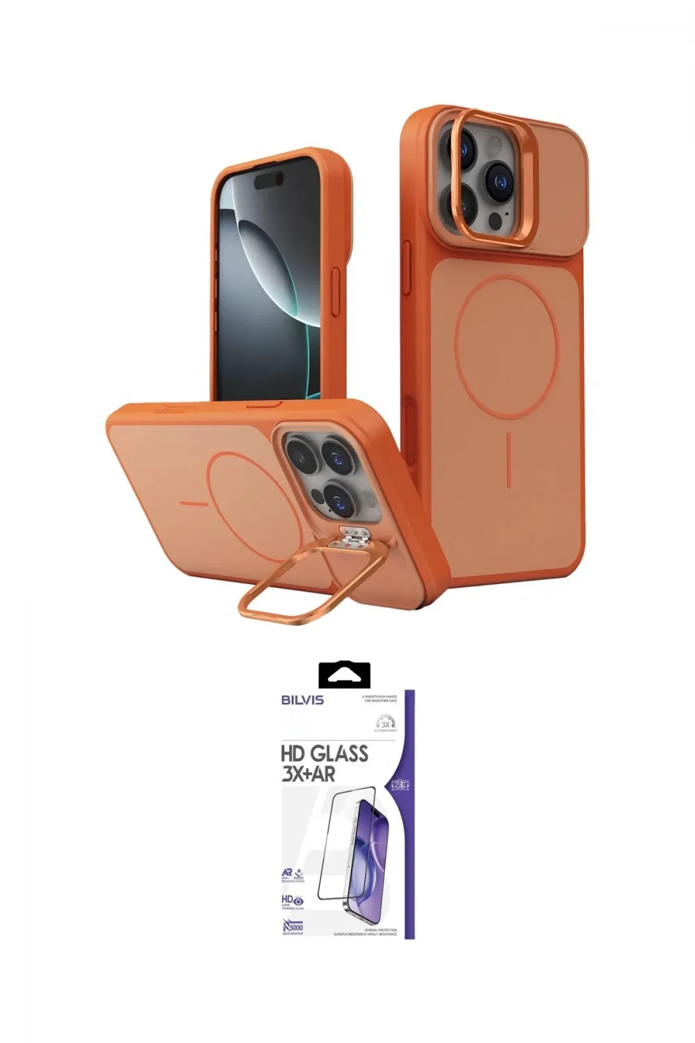 ieg™ iPhone 16 Pro Max Kılıf İz Modern Prime - Siyah Bilvis 3X AR HD Cam Ekran Koruyucu
