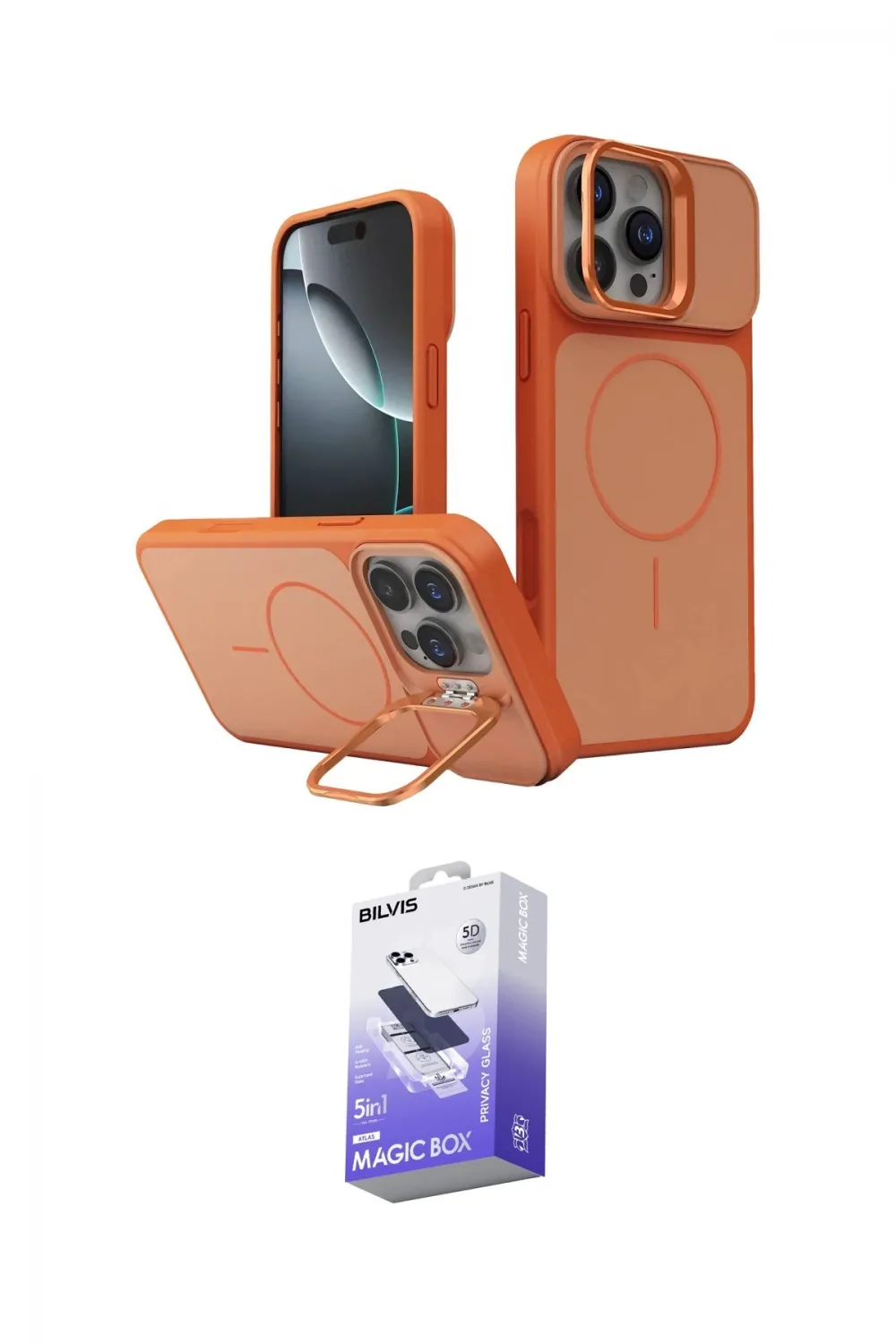 ieg™ iPhone 16 Pro Max Kılıf İz Modern Prime - Siyah Bilvis 5in1 5D Magic Hayalet Cam Ekran Koruyucu