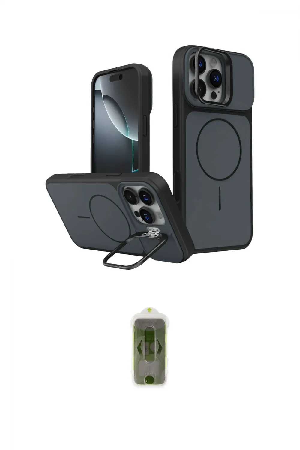 ieg™ iPhone 16 Pro Max Kılıf İz Modern Prime - Siyah Joko Magic 5D Hayalet Cam