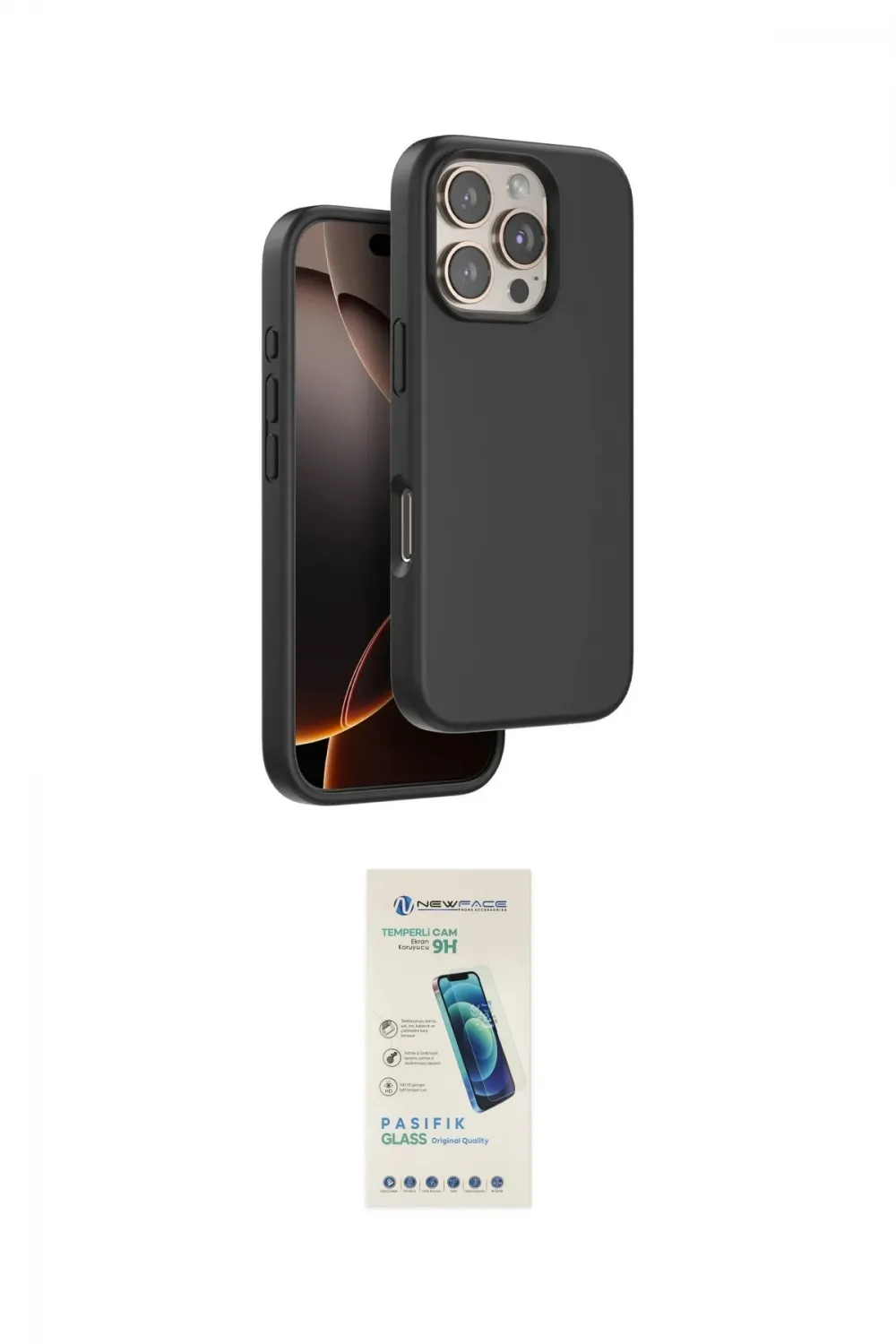 ieg™ iPhone 16 Pro Max Kılıf Kıvılcım Çizgi Serisi - Şeffaf Pasifik Cam Ekran Koruyucu