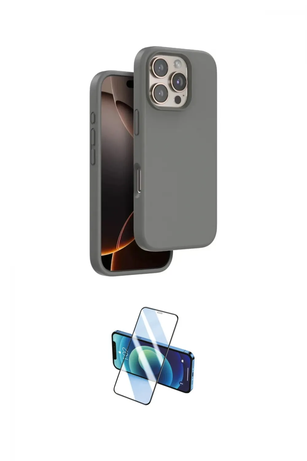 ieg™ iPhone 16 Pro Max Kılıf Kıvılcım Çizgi Serisi - Siyah 3D Antistatik Seramik Nano Ekran Koruyucu
