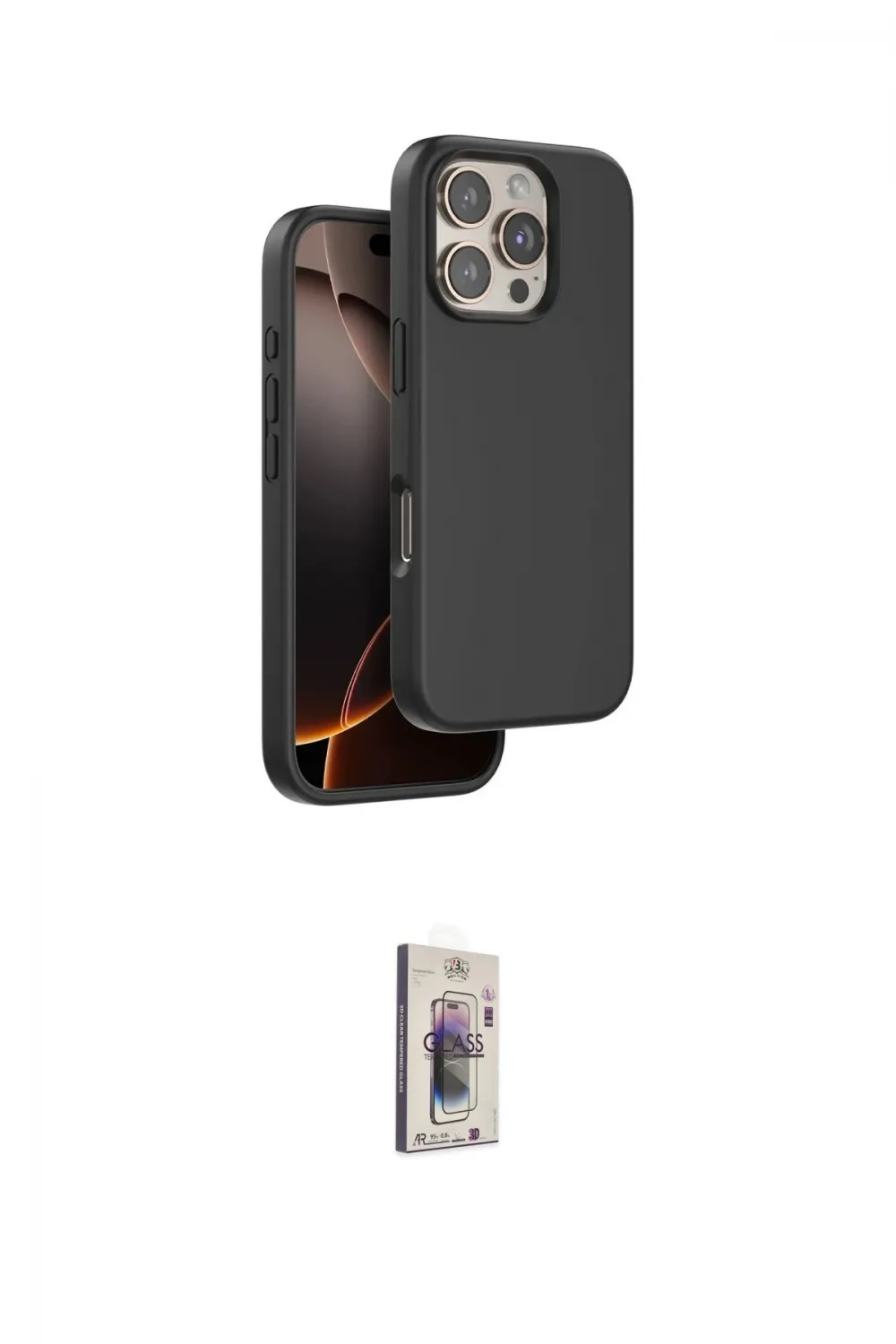 ieg™ iPhone 16 Pro Max Kılıf Kıvılcım Çizgi Serisi - Siyah Bilvis 3D Cam Ekran Koruyucu