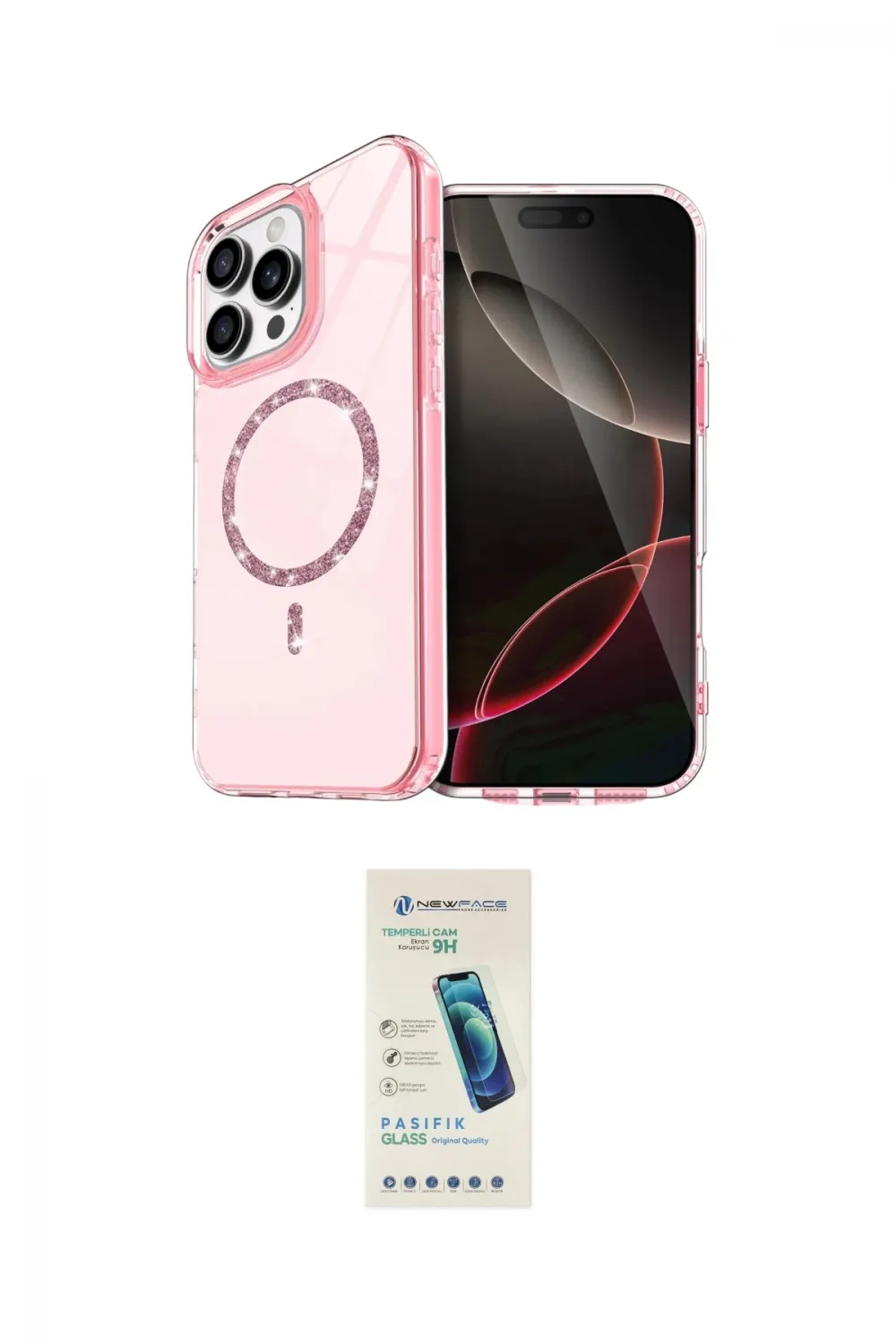 ieg™ iPhone 16 Pro Max Kılıf Kıvılcım Form Prime - Şeffaf Pasifik Cam Ekran Koruyucu