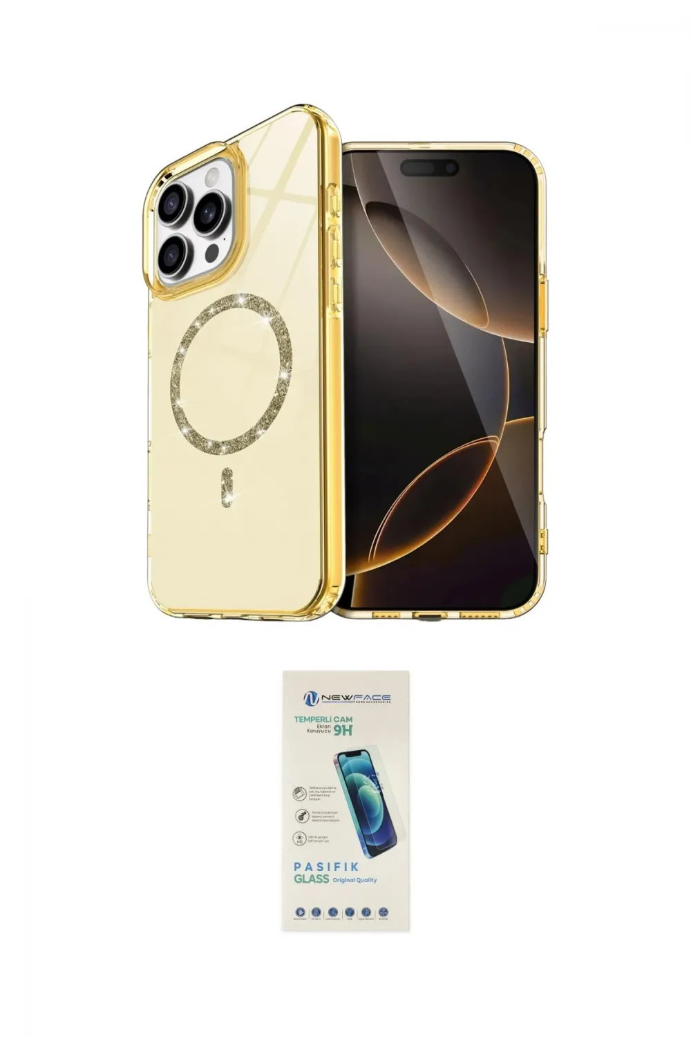 ieg™ iPhone 16 Pro Max Kılıf Kıvılcım Form Prime - Şeffaf Pasifik Cam Ekran Koruyucu