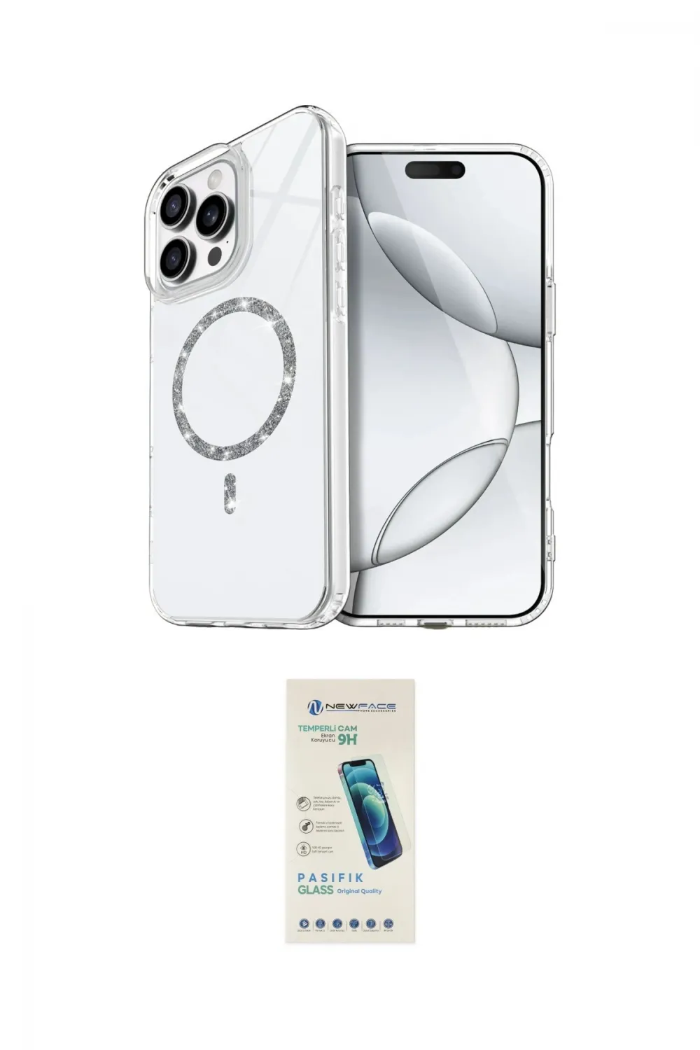 ieg™ iPhone 16 Pro Max Kılıf Kıvılcım Form Prime - Şeffaf Pasifik Cam Ekran Koruyucu