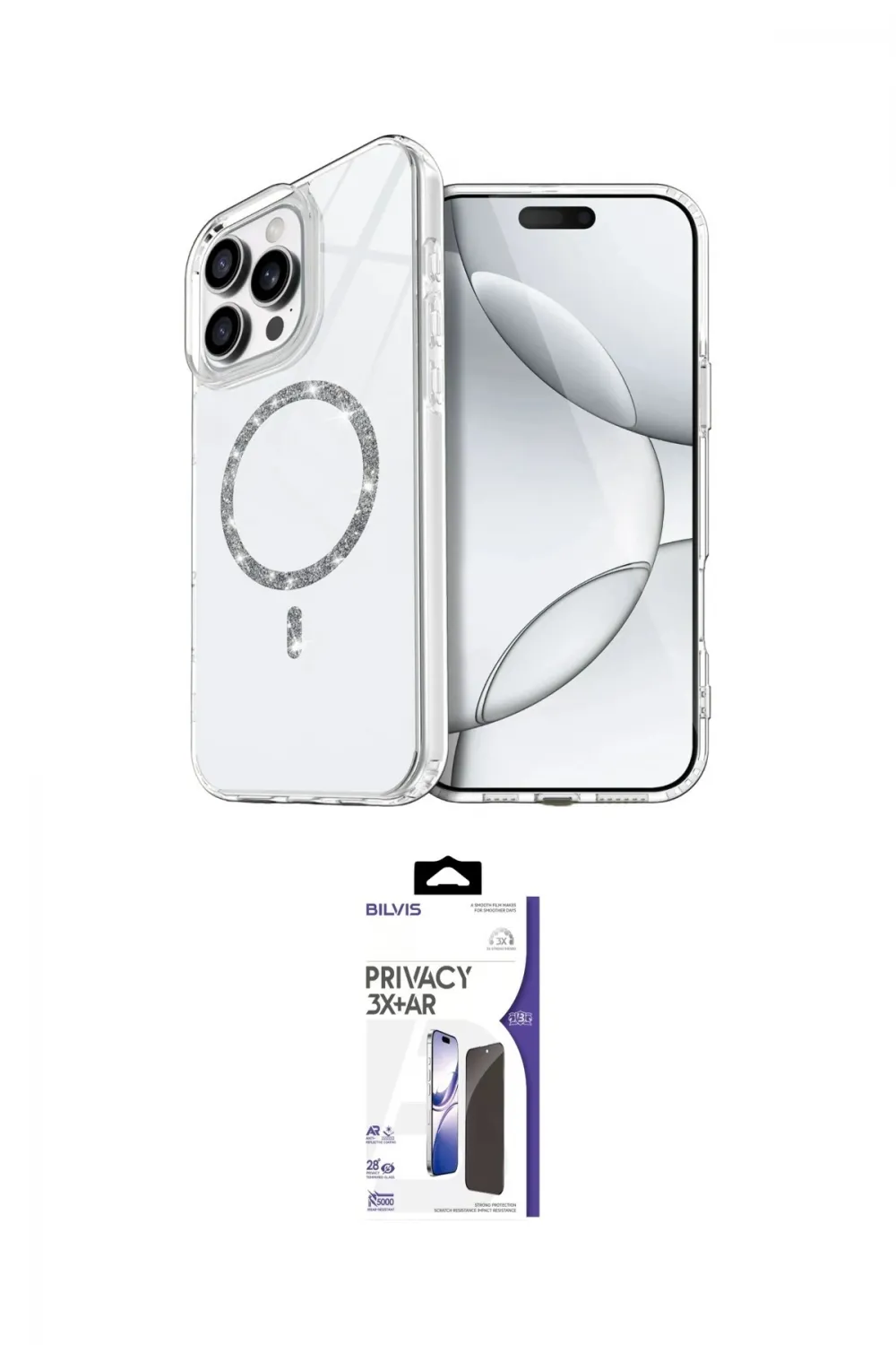 ieg™ iPhone 16 Pro Max Kılıf Kıvılcım Form Prime - Siyah Bilvis 3X AR Hayalet Cam Ekran Koruyucu