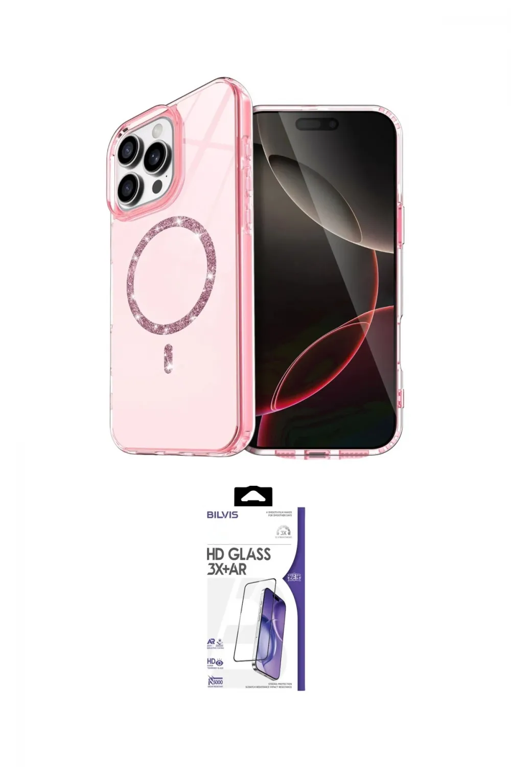 ieg™ iPhone 16 Pro Max Kılıf Kıvılcım Form Prime - Siyah Bilvis 3X AR HD Cam Ekran Koruyucu