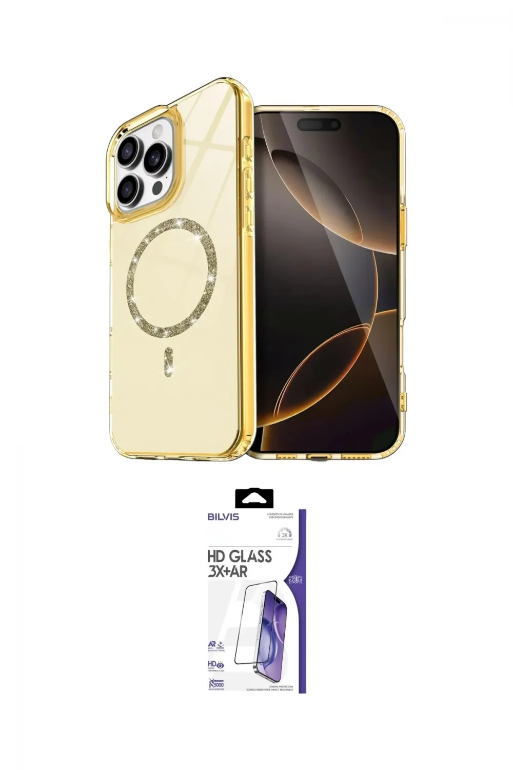 ieg™ iPhone 16 Pro Max Kılıf Kıvılcım Form Prime - Siyah Bilvis 3X AR HD Cam Ekran Koruyucu