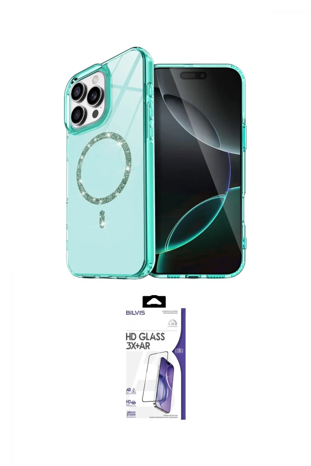 ieg™ iPhone 16 Pro Max Kılıf Kıvılcım Form Prime - Siyah Bilvis 3X AR HD Cam Ekran Koruyucu