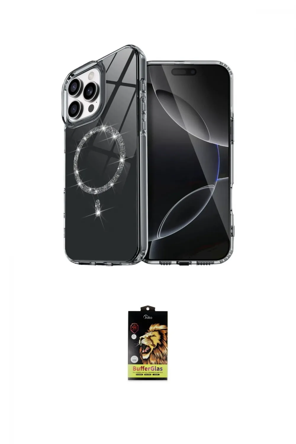 ieg™ iPhone 16 Pro Max Kılıf Kıvılcım Form Prime - Siyah Buffer Cam Ekran Koruyucu