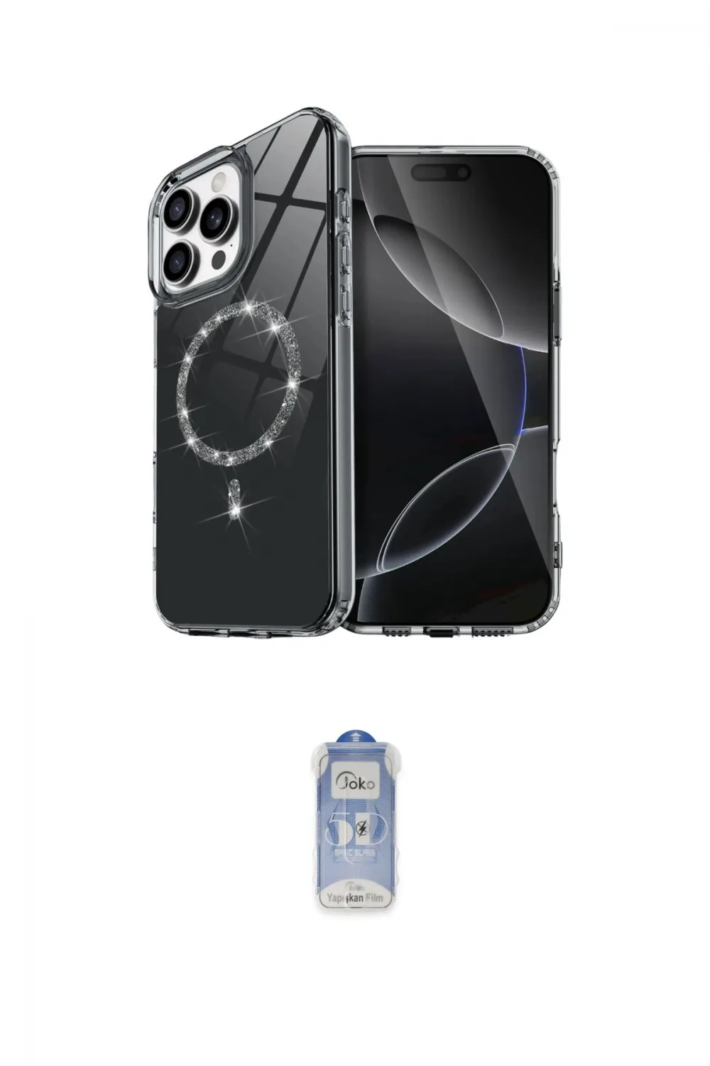 ieg™ iPhone 16 Pro Max Kılıf Kıvılcım Form Prime - Siyah Joko Magic 5D Cam