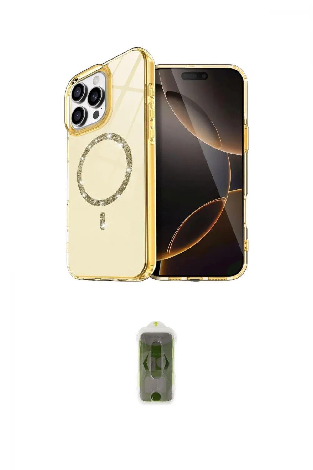 ieg™ iPhone 16 Pro Max Kılıf Kıvılcım Form Prime - Siyah Joko Magic 5D Hayalet Cam