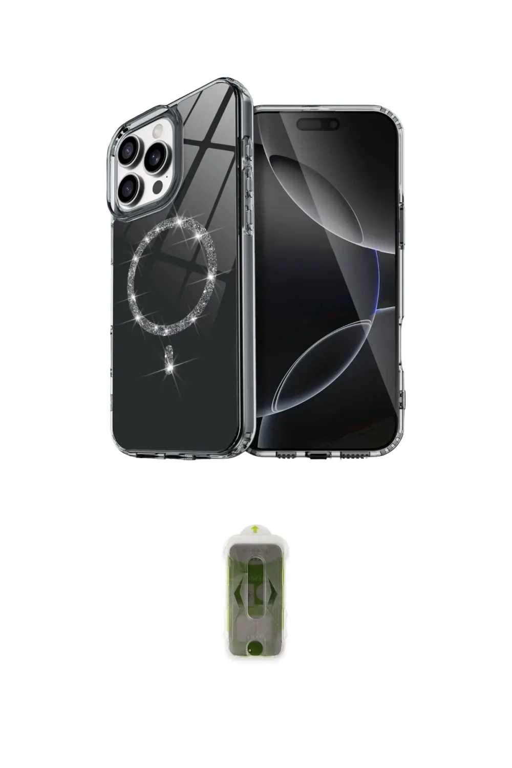ieg™ iPhone 16 Pro Max Kılıf Kıvılcım Form Prime - Siyah Joko Magic 5D Hayalet Cam