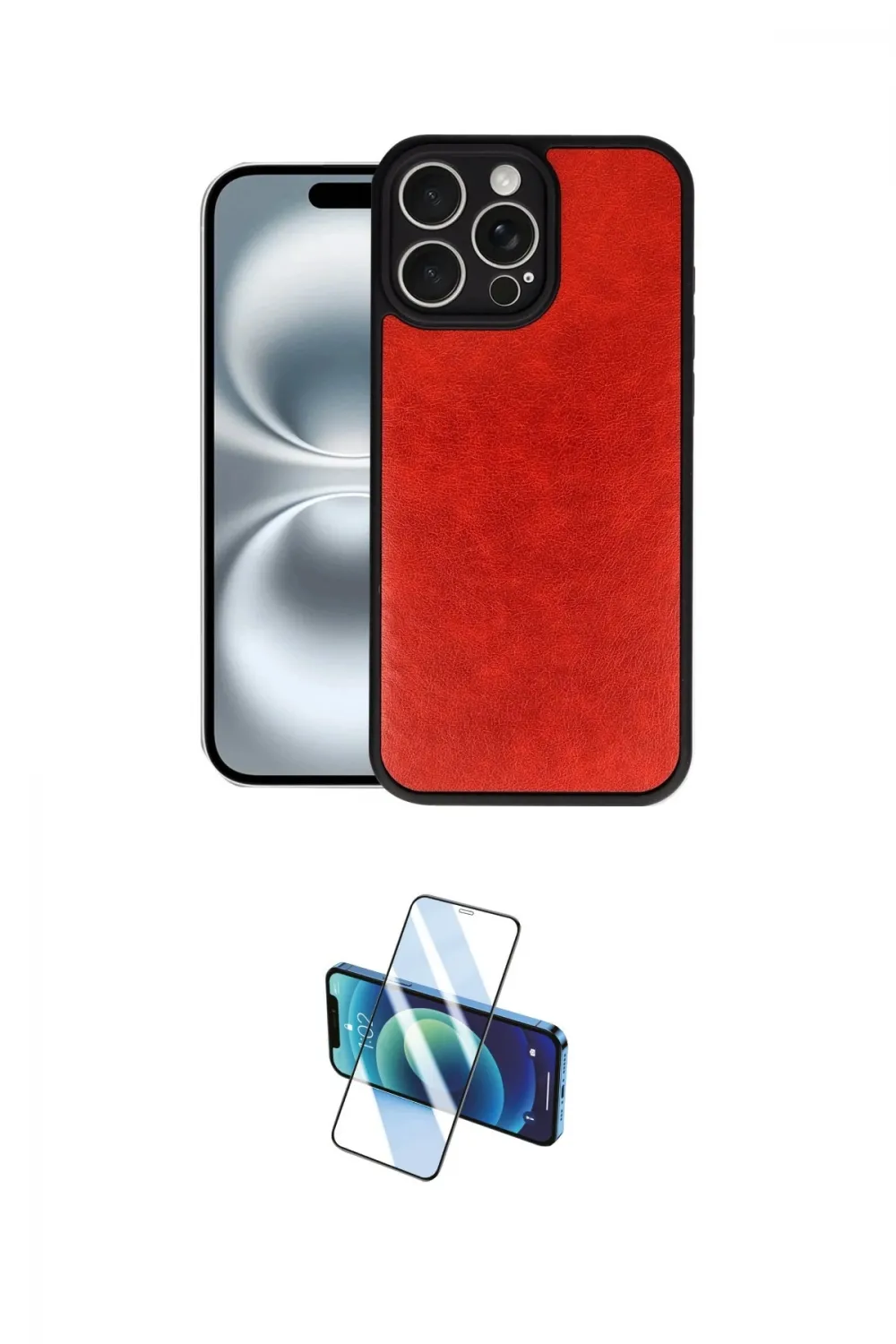 ieg™ iPhone 16 Pro Max Kılıf Kıvılcım Işık Serisi - Siyah 3D Antistatik Cam Ekran Koruyucu