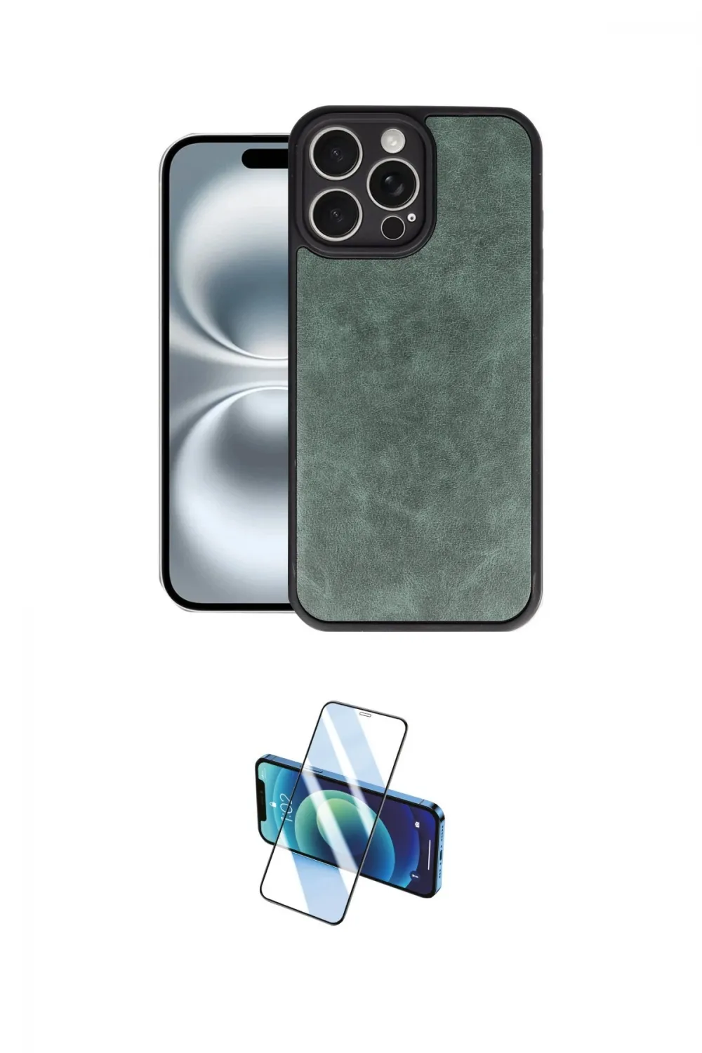 ieg™ iPhone 16 Pro Max Kılıf Kıvılcım Işık Serisi - Siyah 3D Antistatik Cam Ekran Koruyucu