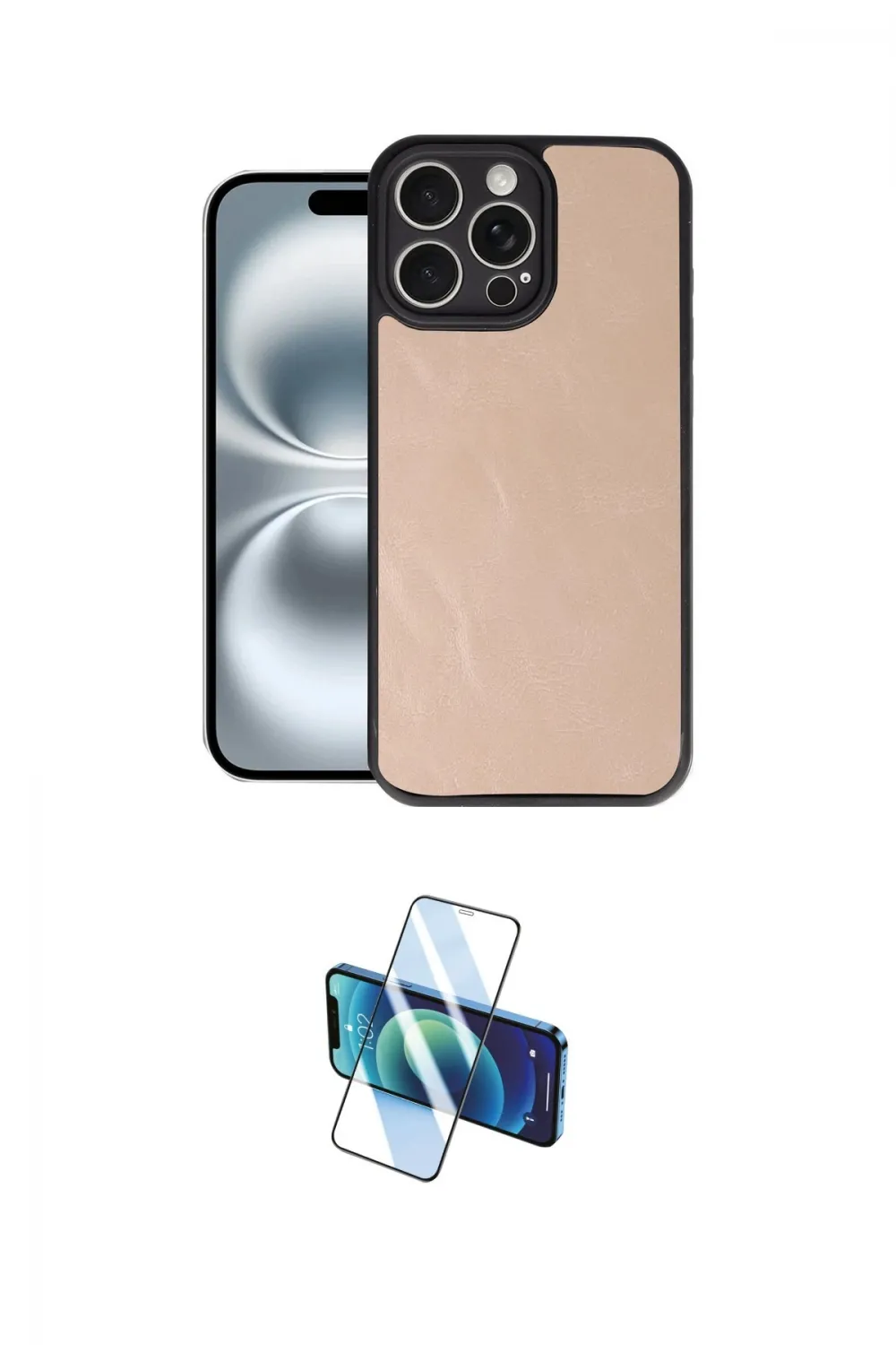 ieg™ iPhone 16 Pro Max Kılıf Kıvılcım Işık Serisi - Siyah 3D Antistatik Cam Ekran Koruyucu