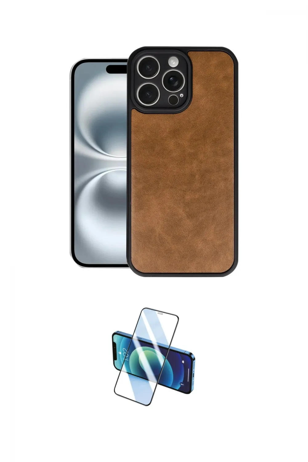 ieg™ iPhone 16 Pro Max Kılıf Kıvılcım Işık Serisi - Siyah 3D Antistatik Cam Ekran Koruyucu