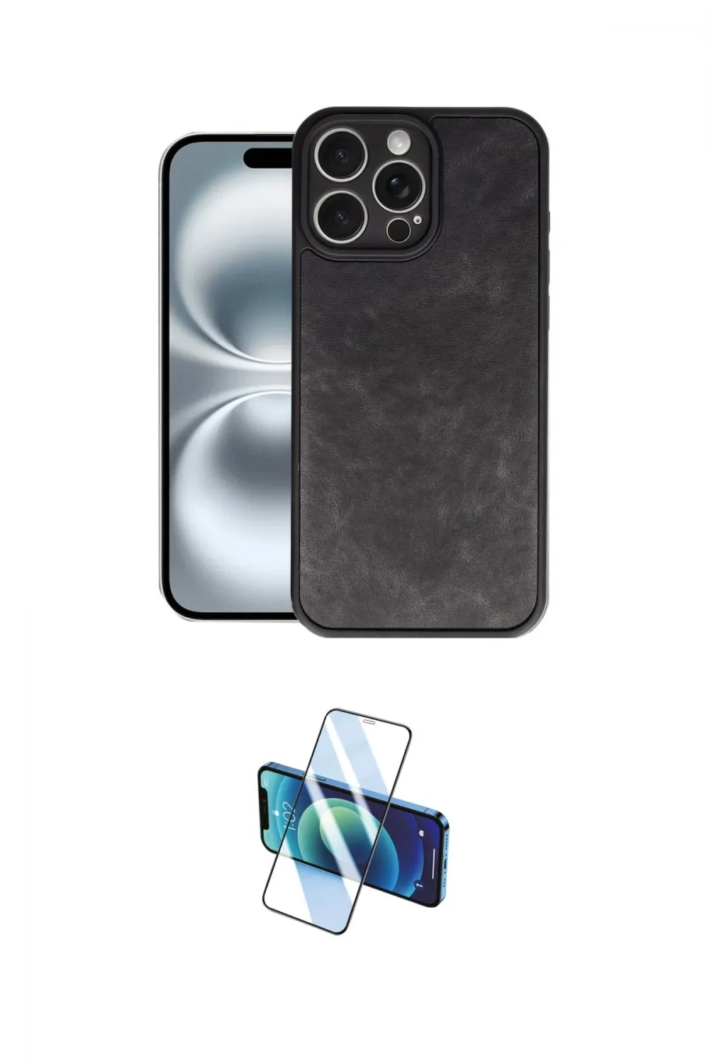 ieg™ iPhone 16 Pro Max Kılıf Kıvılcım Işık Serisi - Siyah 3D Antistatik Seramik Nano Ekran Koruyucu