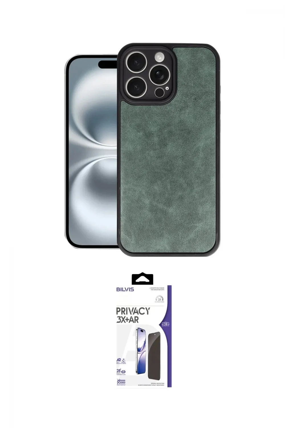 ieg™ iPhone 16 Pro Max Kılıf Kıvılcım Işık Serisi - Siyah Bilvis 3X AR Hayalet Cam Ekran Koruyucu