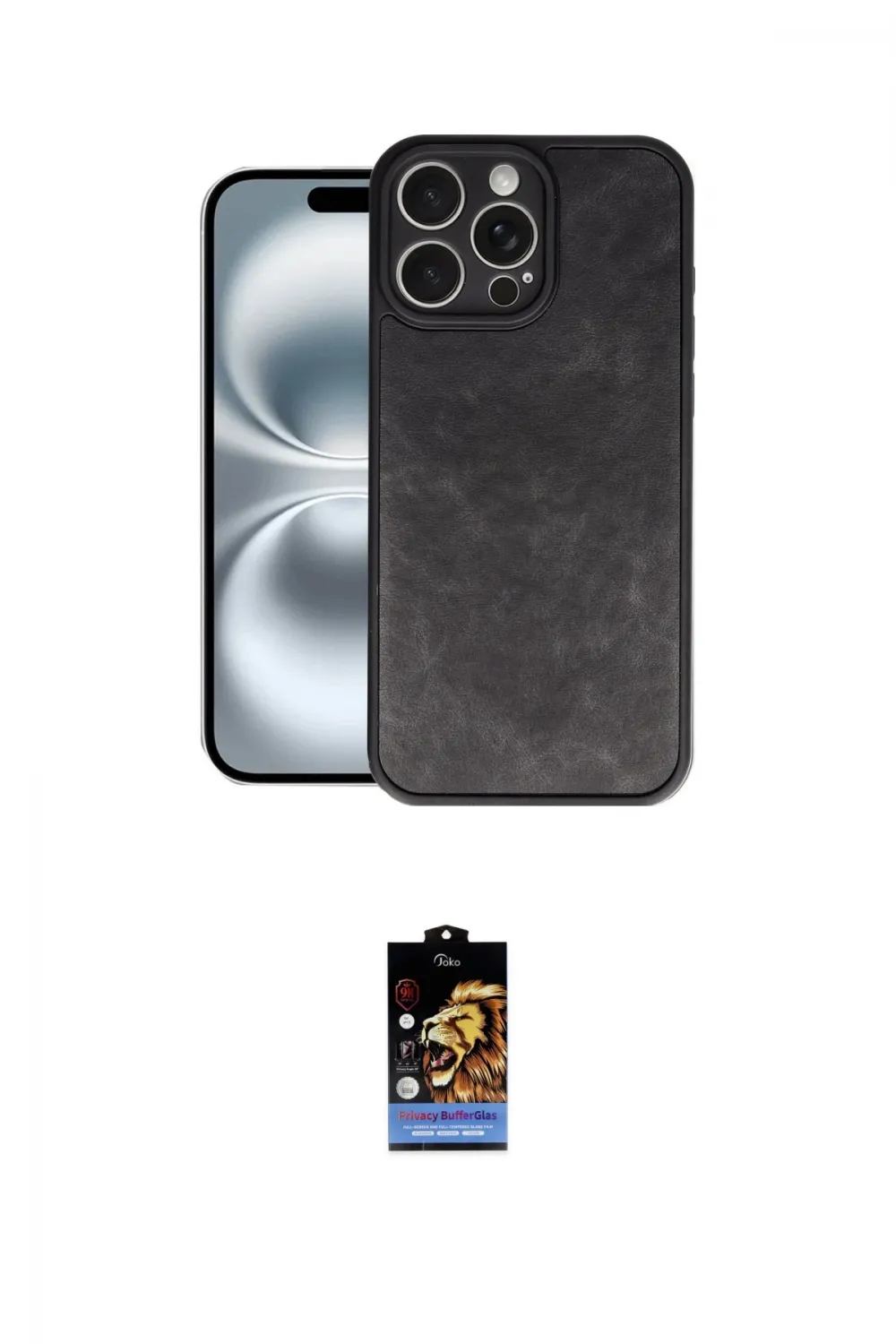 ieg™ iPhone 16 Pro Max Kılıf Kıvılcım Işık Serisi - Siyah Buffer Hayalet Cam Ekran Koruyucu