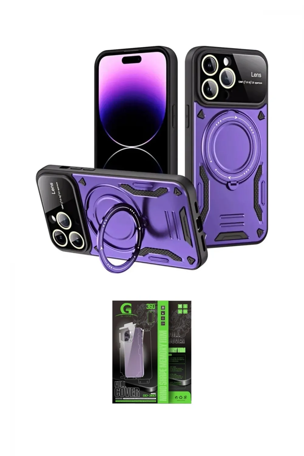 ieg™ iPhone 16 Pro Max Kılıf Kıvılcım Modern Serisi - Şeffaf 360 Full Body Arka Koruyucu