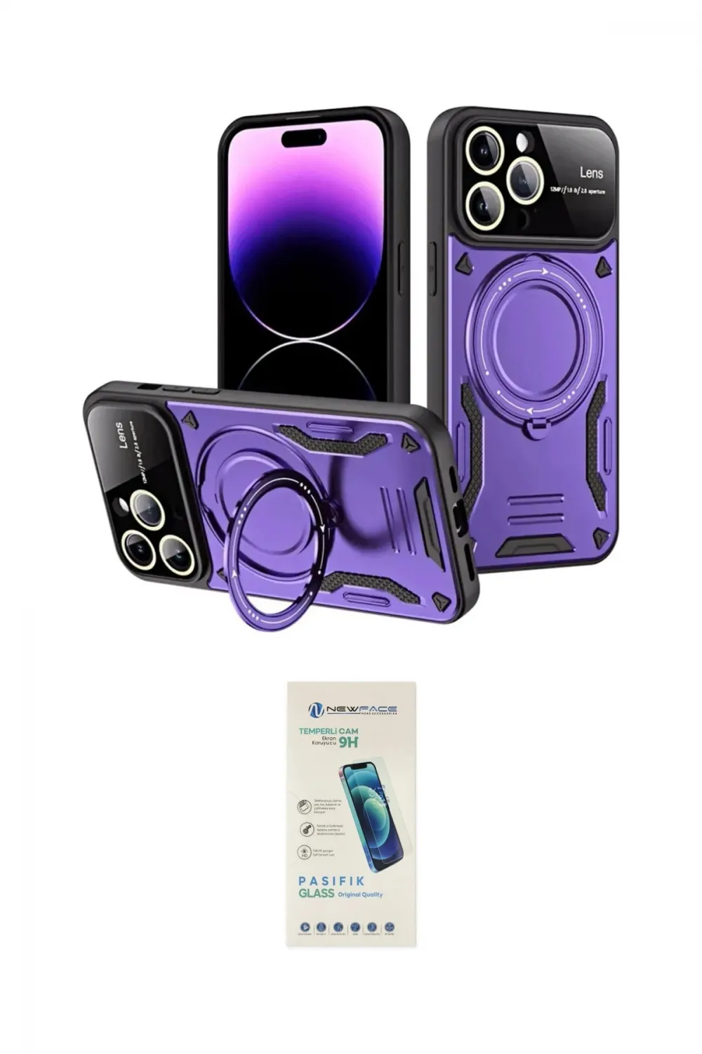 ieg™ iPhone 16 Pro Max Kılıf Kıvılcım Modern Serisi - Şeffaf Pasifik Cam Ekran Koruyucu